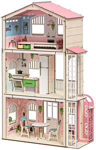 Кукольный домик с мебелью «Симфония» с лифтом