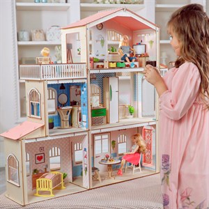 Кукольный домик с мебелью «Симфония» с лифтом и террасой